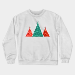 Red and green watercolor Christmas trees Crewneck Sweatshirt